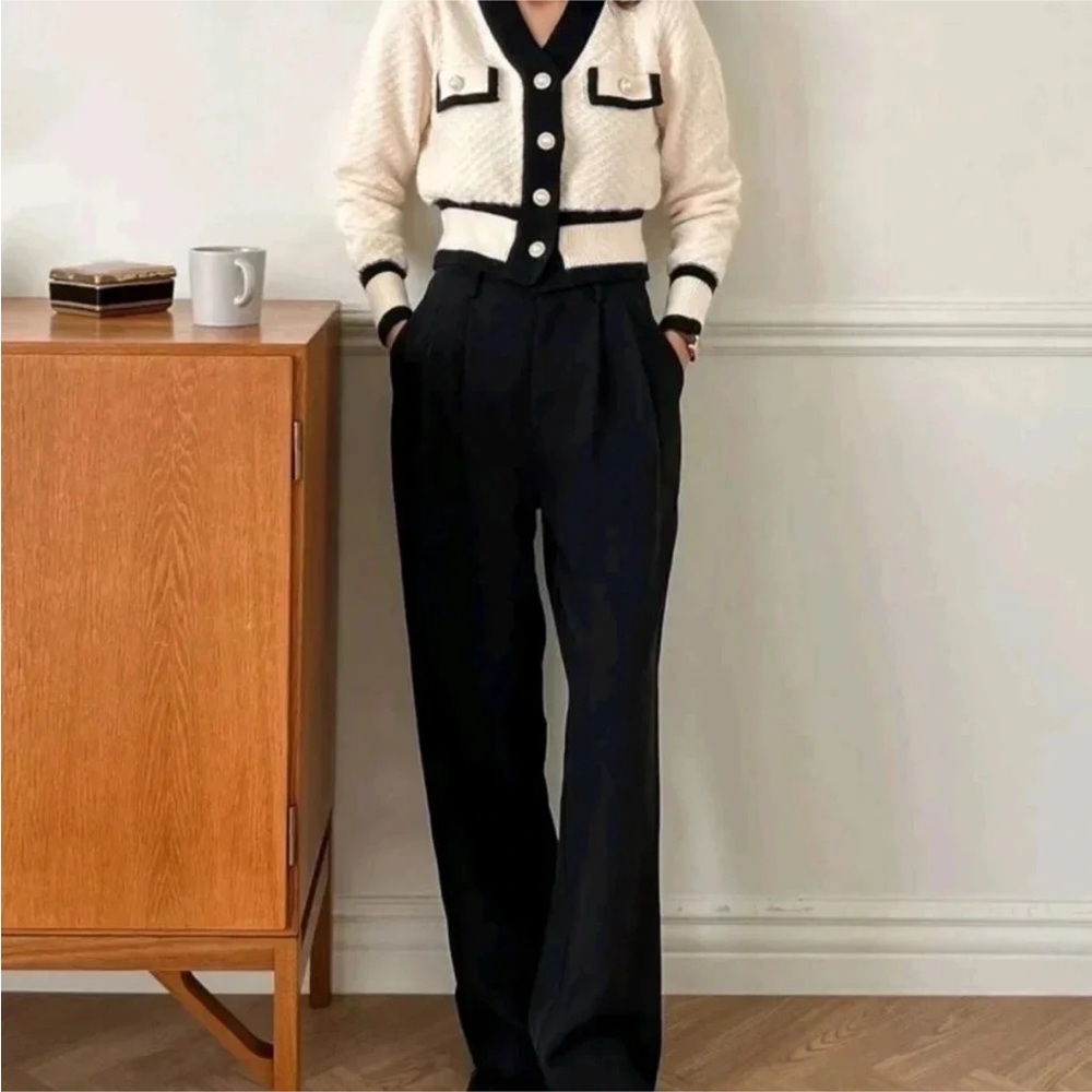 Color Block Button Front V-Neck Cardigan Size Large - Picture 7 of 7